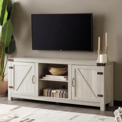 Walker Edison Georgetown Modern Farmhouse Double Barn Door TV Stand
